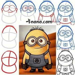 طريقة رسم منيون ( minions ) بالخطوات
