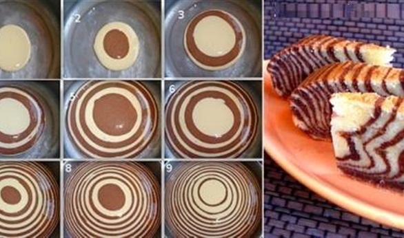 طريقة عمل كيكة الدوائر أو التايجر شكل جميل وجذاب للكيك
