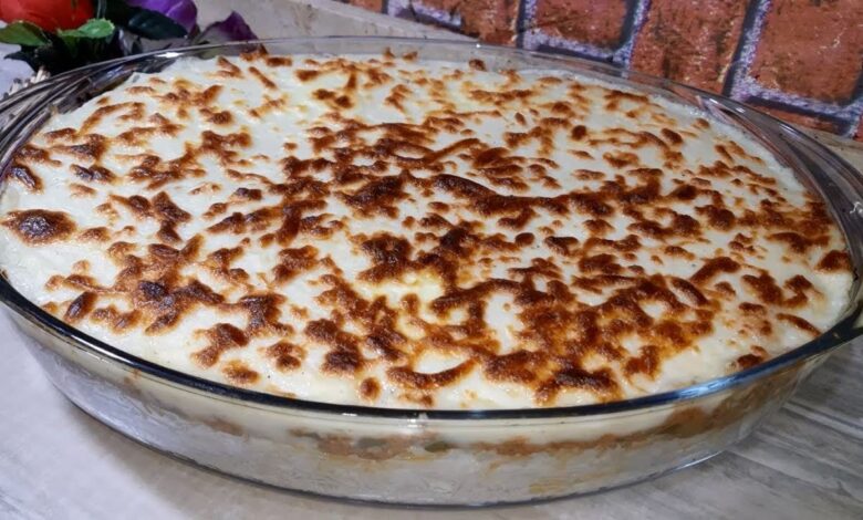 طريقة عمل صينية رز بالبشاميل من الرز البايت بالصور