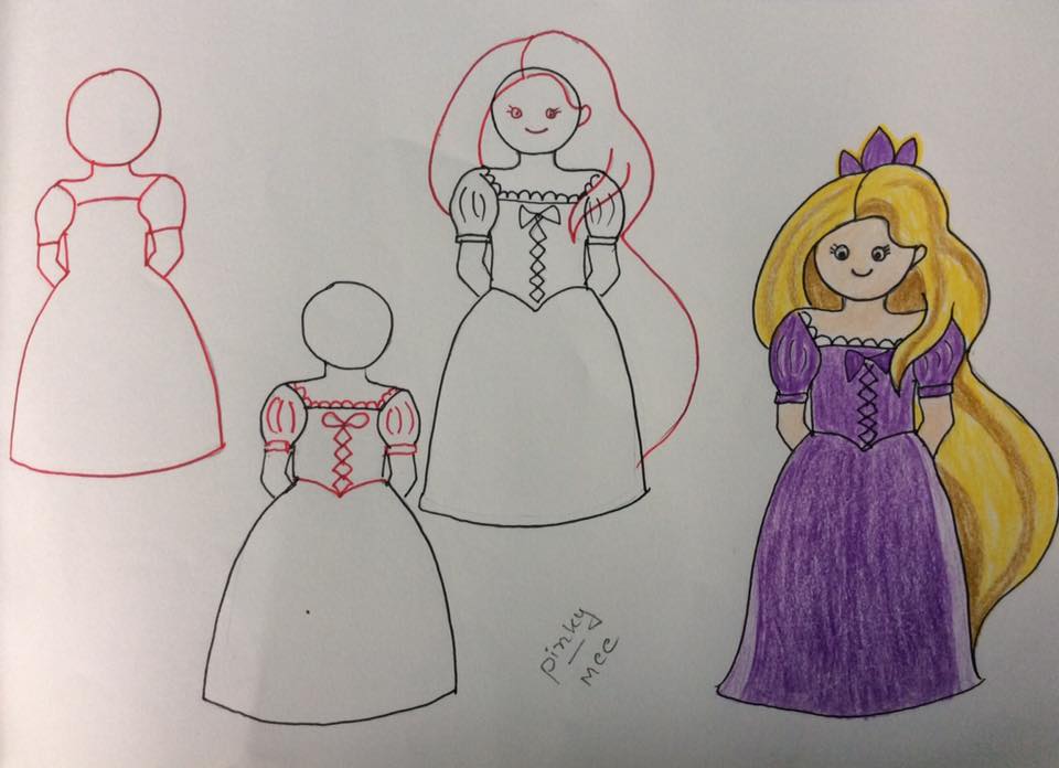 تعليم رسم اميرات ديزني بالخطوات سهلة وبسيطة