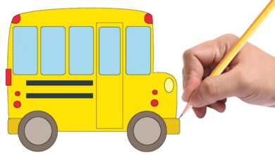 رسم سيارة المدرسة