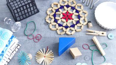 الطباعة باشكال في البيت علي القماش والورق بأدوات بسيطة