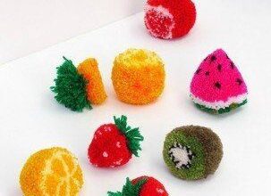طريقة عمل فواكه من الخيط الصوف