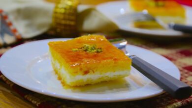 طريقة عمل بسبوسة الكاسترد