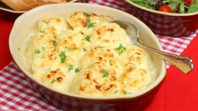 طريقة عمل القرنبيط بصوص الجبنة صينية بالفرن