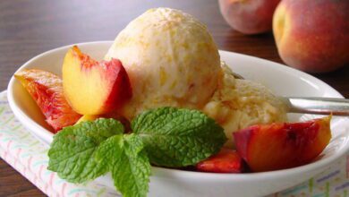 طريقة عمل ايس كريم خوخ بالخطوات المصورة