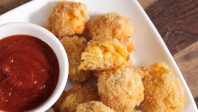 كرات مكرونة بالجبن المقلية بالصور